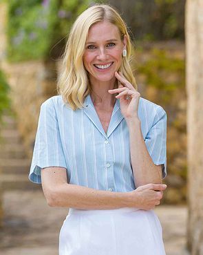 Striped Short Sleeve Blouse